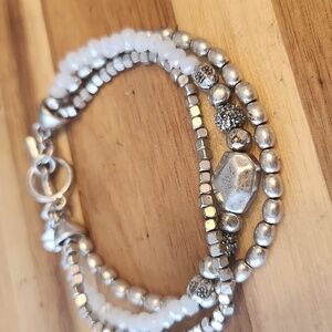 Fossil Silver Beaded Bracelet